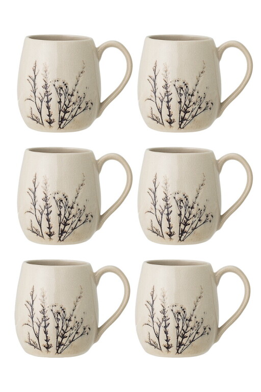 Set 6 cani, Bloomingville, Bea, 10x10.5 cm, 400 ml, ceramica, natural