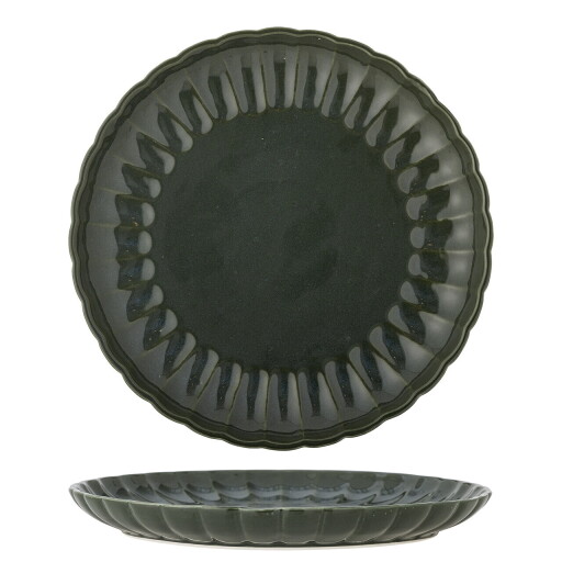 Farfurie intinsa, Bloomingville, Latina, 27x2 cm, ceramica, verde inchis