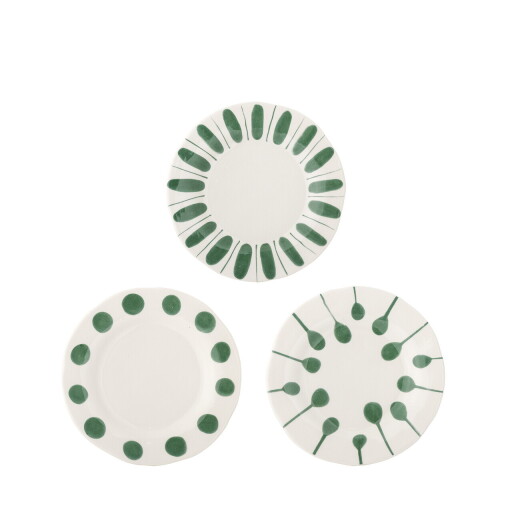 Set 3 farfurii desert, Bloomingville, Linora, 22x2.5 cm, ceramica, verde