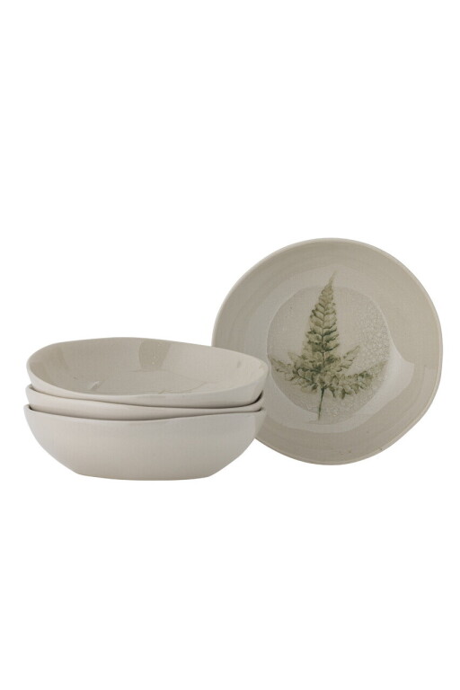 Set 4 farfurii adanci, Bloomingville, Bea, 21x6 cm, ceramica, natural