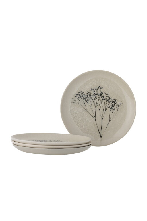 Set 4 farfurii desert, Bloomingville, Bea, 21x2 cm, ceramica, natural