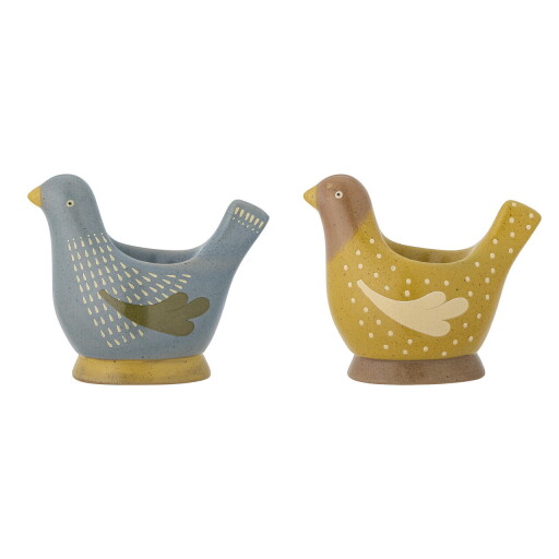Set 2 suporturi pentru ou, Bloomingville, Birdy, 8x8 cm, ceramica, multicolor