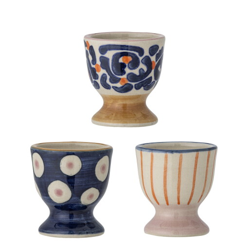 Set 3 suporturi pentru ou, Bloomingville, Eviaya, 4.5x5 cm, 30 ml, ceramica, multicolor