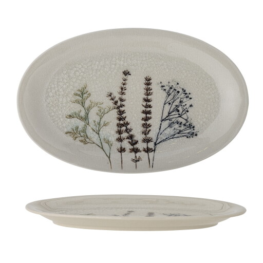Platou pentru servire, Bloomingville, Bea, 28.5x18x2 cm, ceramica, natural
