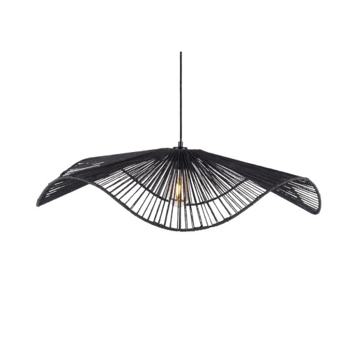 Lustră neagră din metal cu abajur din sfoară din hârtie ø 80 cm Sombra – Leitmotiv