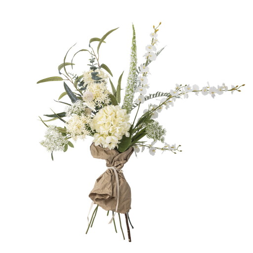 Buchet flori artificiale, Bloomingville, Symphonie, 30x103 cm, polietilena/fier/textil, alb