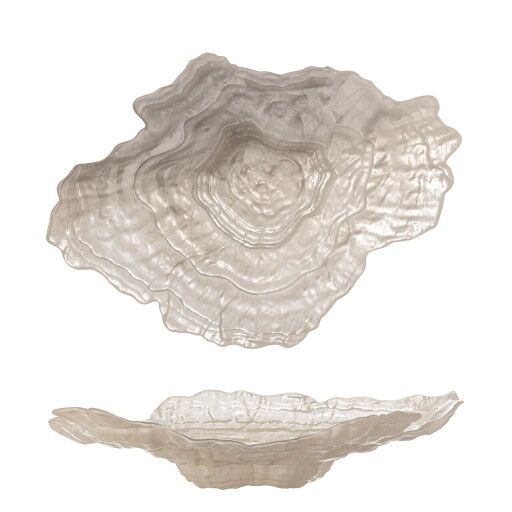 Bol decorativ, Bloomingville, Aiku, 38x29x7 cm, sticla, natural