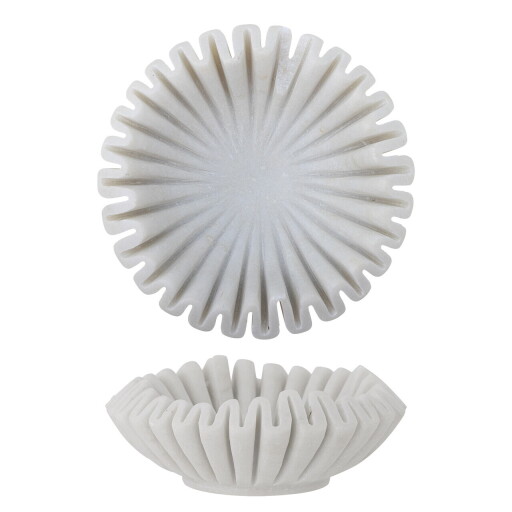 Bol decorativ, Bloomingville, Harmonia, 17.5x6 cm, marmura, alb