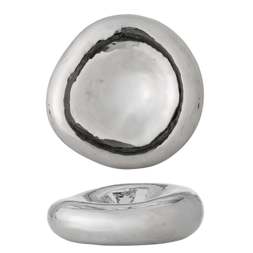 Bol decorativ, Bloomingville, Shine, 18x6 cm, ceramica, argintiu