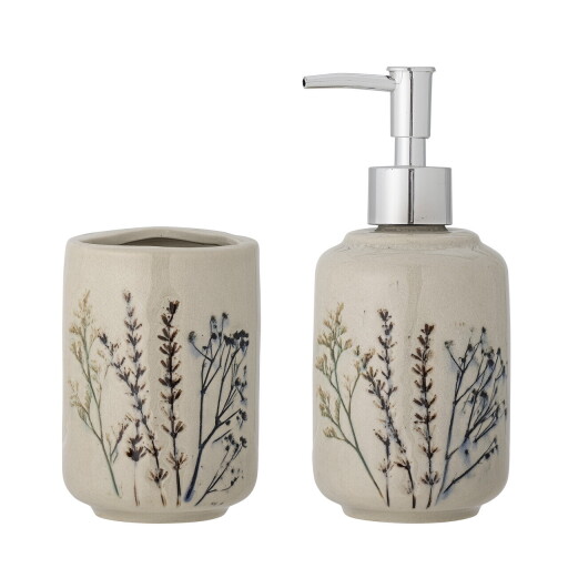 Set de baie 2 piese, Bloomingville, Bea, 8x11 cm, 8x18 cm, ceramica, natural