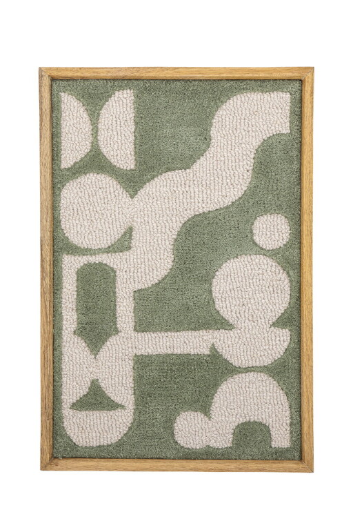 Decoratiune de perete, Bloomingville, Longton, 45x65 cm, lana/lemn de mango, verde