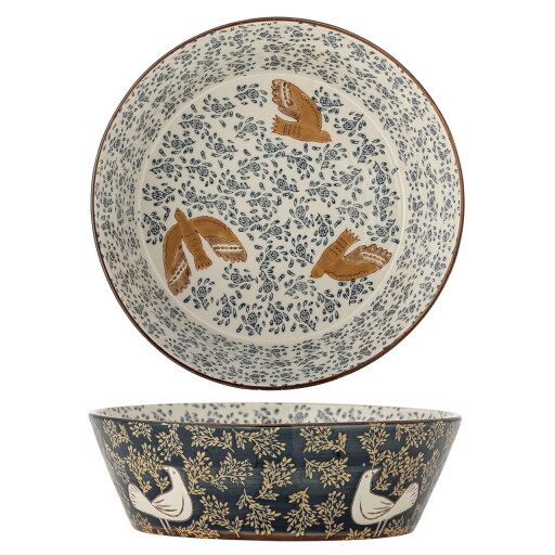 Bol salata, Bloomingville, Hezha, 28x9 cm, 3.35 L, ceramica, albastru