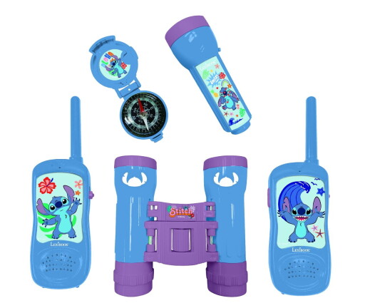 Set de aventura cu statii emisie-receptie Stitch, LEXIBOOK, albastru