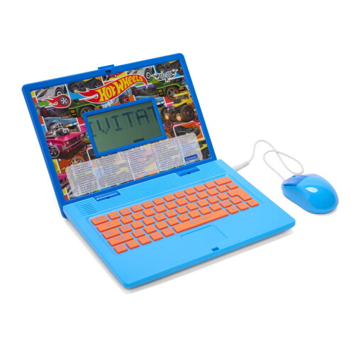 Laptop educational bilingv Ro/En pentru copii Hot Wheels, LEXIBOOK, 5.1x9.7 cm, albastru