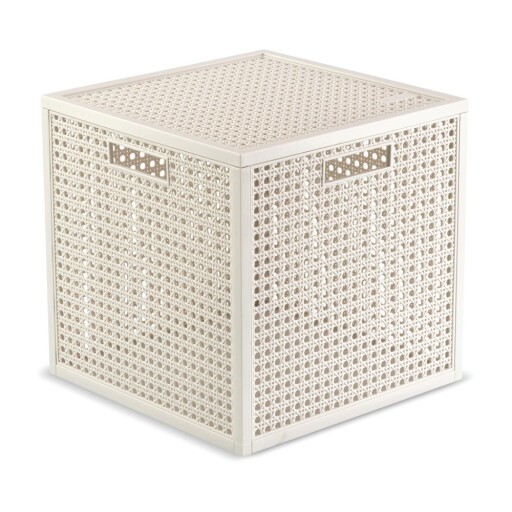 Cutie de depozitare crem din plastic reciclat cu capac 28x28x28 cm Kaya Cube – Curver