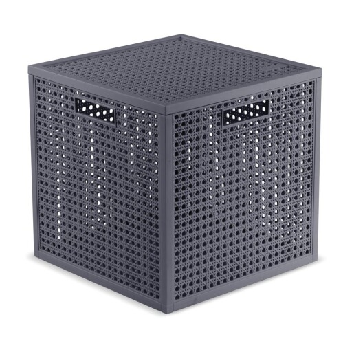 Cutie de depozitare gri închis din plastic reciclat cu capac 28x28x28 cm Kaya Cube – Curver