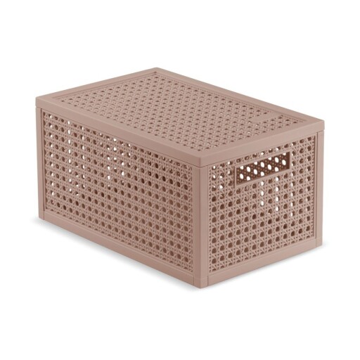 Cutie de depozitare roz prăfuit din plastic reciclat cu capac 19x30x15 cm Kaya – Curver