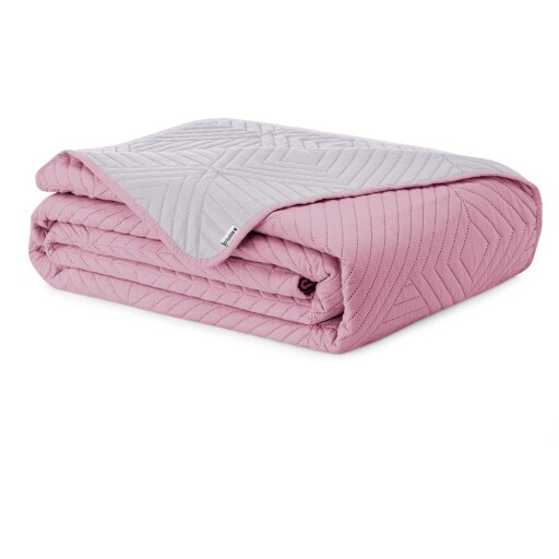 Cuvertură roz/gri deschis matlasată din microfibră 240x260 cm Softa – Restilo