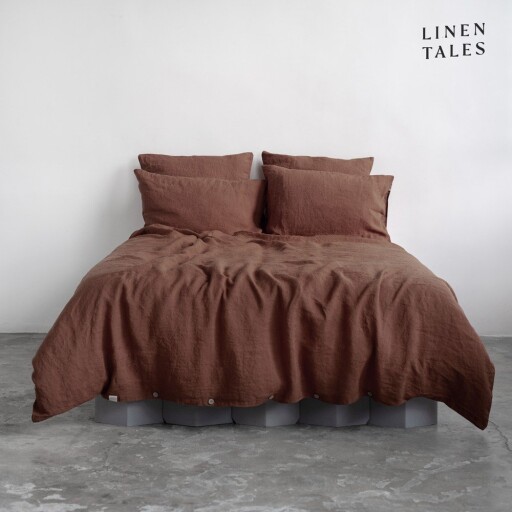 Lenjerie de pat maro închis din in pentru pat de o persoană 140x200 cm Chocolate – Linen Tales