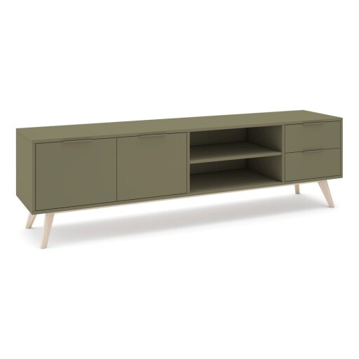 Comodă TV verde cu aspect mat 180x53x40 cm Campus – Marckeric