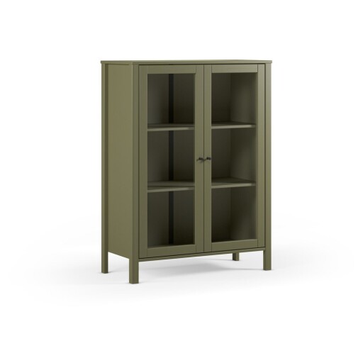 Vitrină verde din lemn de pin 90x120x40 cm Alessandra – Marckeric