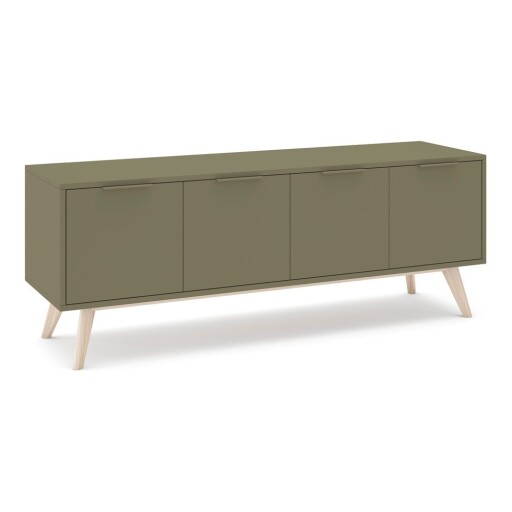 Comodă TV verde cu aspect mat 140x53x40 cm Campus – Marckeric