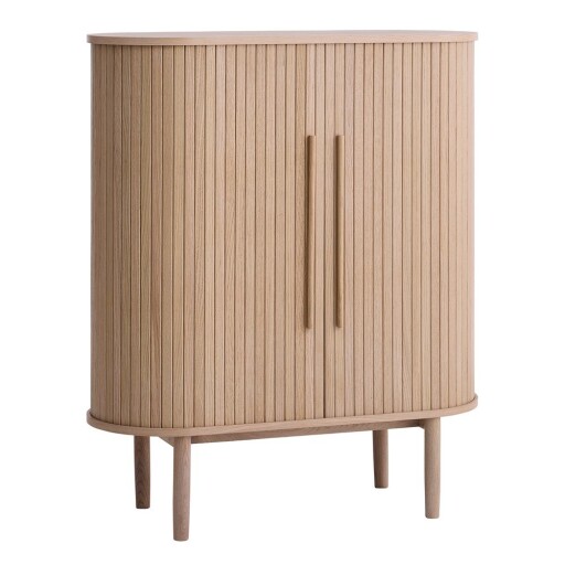 Dulap în culoare naturală deschisă cu aspect de lemn de stejar cu ușă glisantă 100x118x40 cm Meta – Unique Furniture
