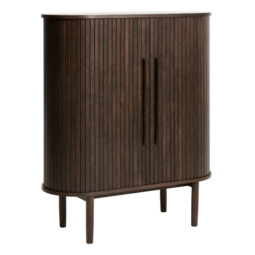 Dulap în culoare naturală închisă cu aspect de lemn de stejar cu ușă glisantă 100x118x40 cm Meta – Unique Furniture