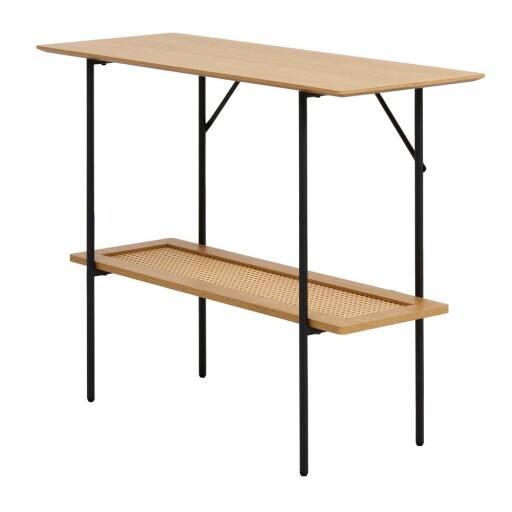 Masă consolă în culoare naturală cu aspect de lemn de stejar 37x100 cm Pensacola – Unique Furniture