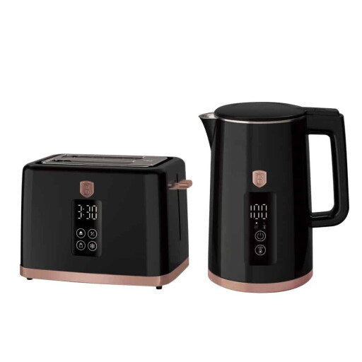 Set ceainic electric si prajitor de paine Berlinger Haus, Black Rose, 2200W/930W, plastic/inox, negru