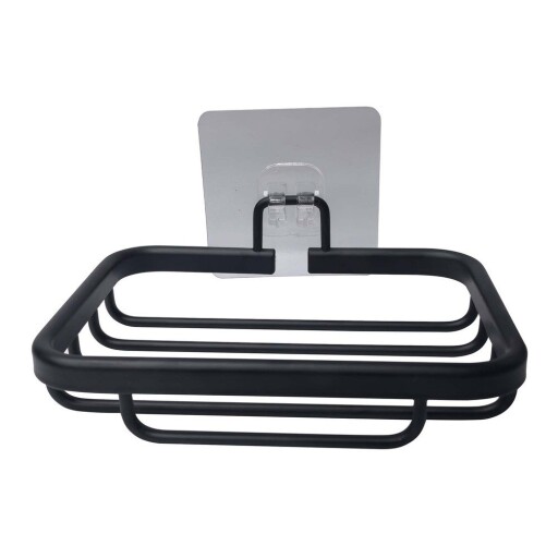 Săpunieră negru-mat autoadezivă din metal Filaire Aluminium – douceur d'intérieur