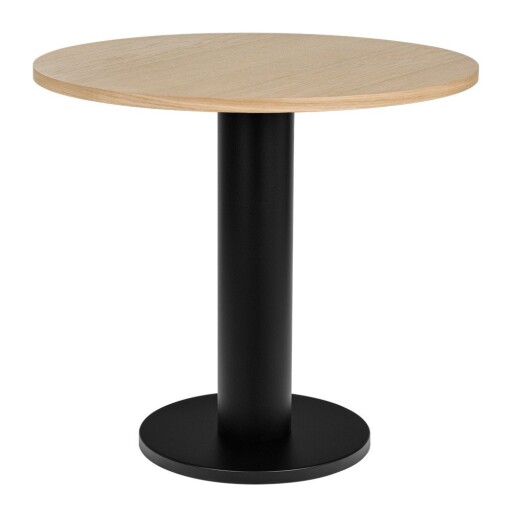 Masă de dining rotundă cu blat cu aspect de lemn de stejar ø 80 cm Sool – noo.ma