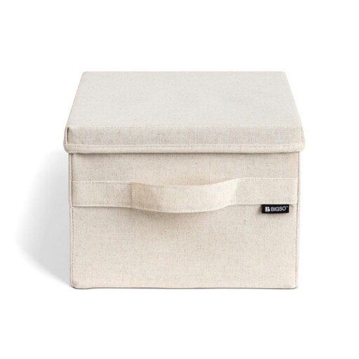 Cutie de depozitare bej din material textil cu capac 27x36x19 cm Soft Storage Small – Bigso