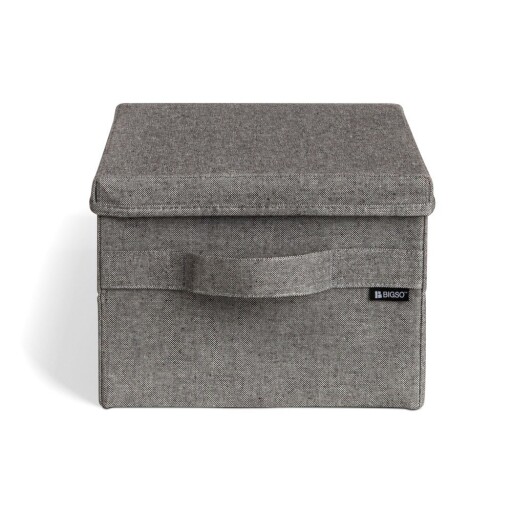 Cutie de depozitare gri din material textil cu capac 27x36x19 cm Soft Storage Small – Bigso