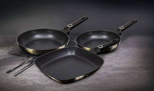 Set 3 tigai Berlinger Haus, Primal Gloss, 20/24/28 cm, aluminiu forjat, negru
