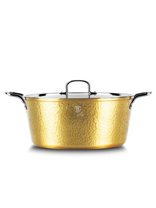 Oala cu capac Berlinger Haus, Hammered Gold, 32 cm, 8.1 L, aluminiu forjat, auriu