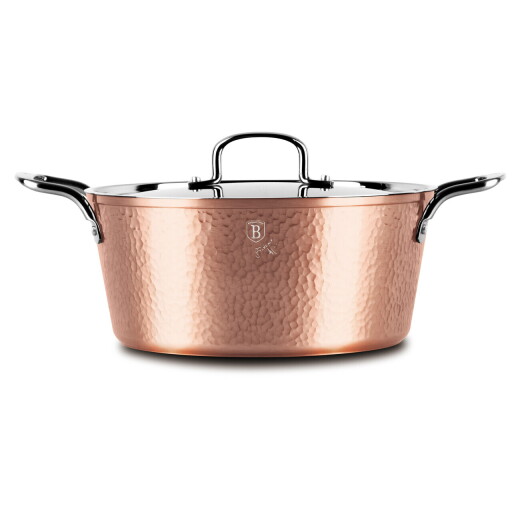 Oala cu capac Berlinger Haus, Hammered Copper, 26 cm, 5.2 L, aluminiu forjat, cupru