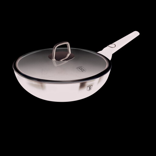 Tigaie Wok cu capac Berlinger Haus, Black Vantage, 28 cm, 3.2 L, aluminiu forjat, negru lucios