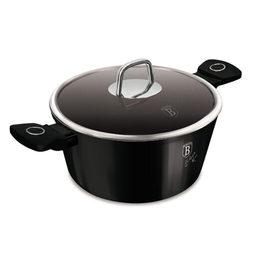 Oala cu capac Berlinger Haus, Black Vantage, 28 cm, 6.1 L, aluminiu forjat, negru lucios
