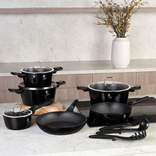 Set pentru gatit Berlinger Haus, Black Vantage, 15 piese, aluminiu forjat, negru lucios