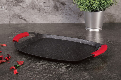 Tava grill Berlinger Haus, Burgundy, 36x23 cm, aluminiu forjat, rosu/negru