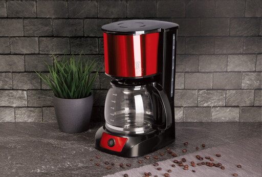 Aparat electric de cafea Berlinger Haus, Burgundy, 800W, 1.5 L, inox, rosu