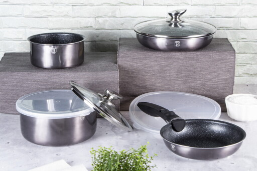 Set pentru gatit Berlinger Haus, Carbon Pro, 9 piese, aluminiu, gri inchis