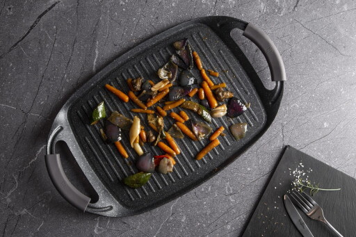 Tava grill Berlinger Haus, Carbon Pro, 47x29 cm, aluminiu forjat, gri inchis/negru