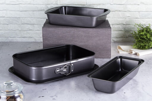 Set 3 tavi pentru copt, fund detasabil Berlinger Haus, Carbon Pro, otel carbon, gri inchis