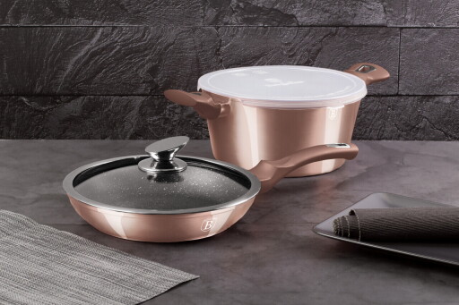 Set pentru gatit Berlinger Haus, Rose Gold, 4 piese, aluminiu forjat, roz