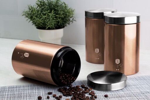 Set 3 recipiente depozitare Berlinger Haus, Rose Gold, 11x17.8 cm, inox, roz/argintiu