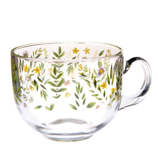 Cană verde din sticlă 500 ml Wildflowers – Dakls