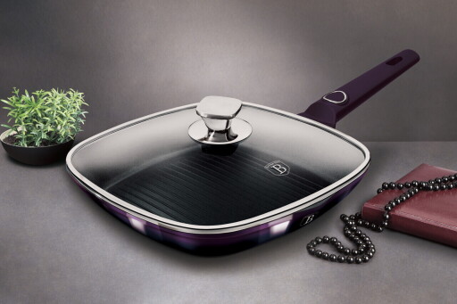 Tigaie grill cu capac Berlinger Haus, Purple Eclipse, 28 cm, 2.1 L, aluminiu forjat, mov