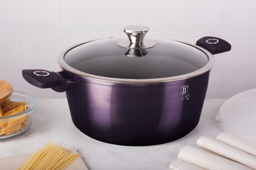Oala cu capac Berlinger Haus, Purple Eclipse, 28 cm, 6.1 L, aluminiu forjat, mov